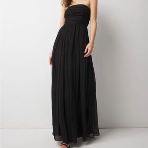 NWT 00P White House Black Market Black Strapless Maxi Dress